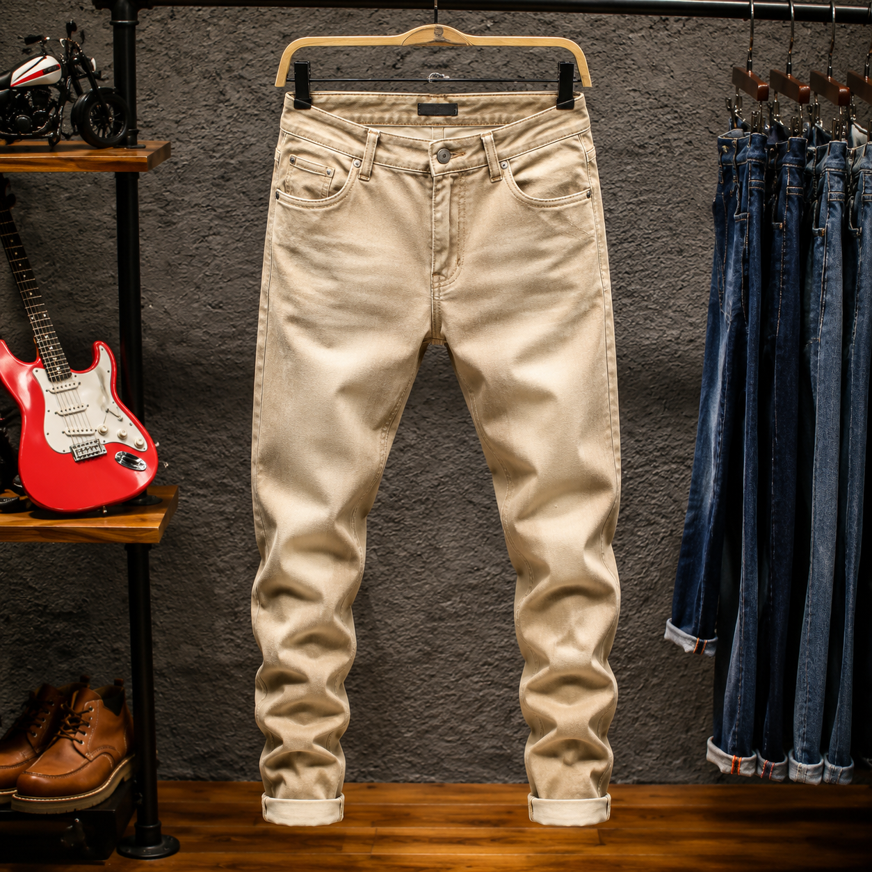 2026 Spring New Men's Slim Jeans Skinny Elastic Straight Fashion Korean Denim Pants Dark Blue Male Casual Trendy Trousers
