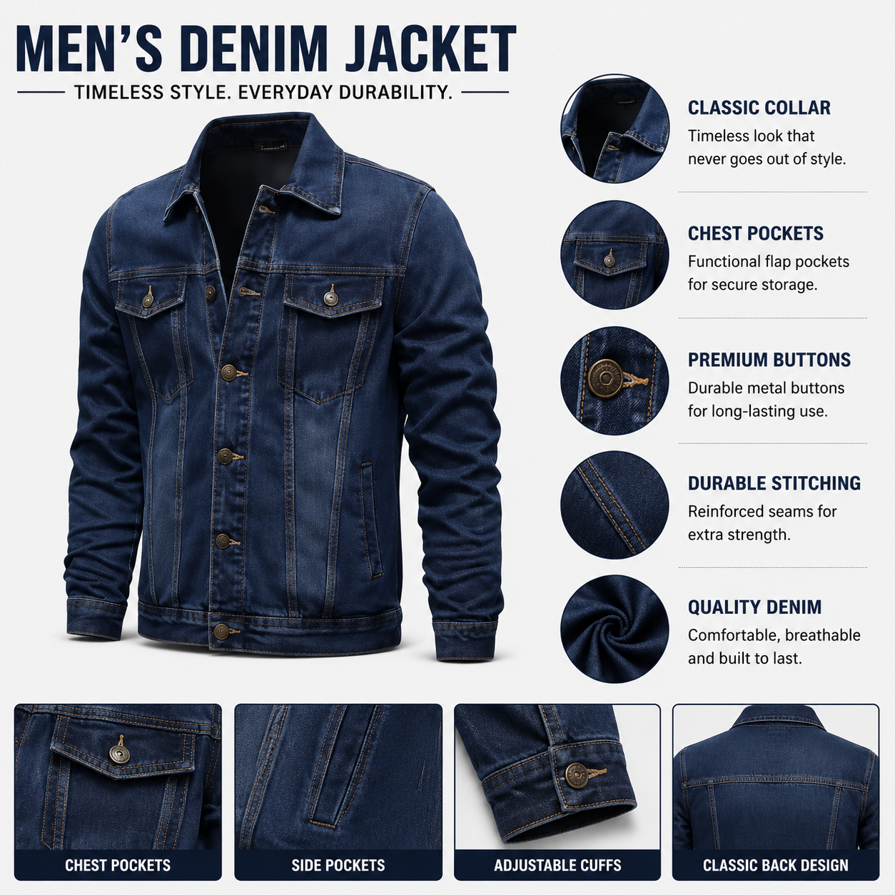 Spring Autumn Men Denim Jackets Casual Solid Color Lapel Single Breasted Jeans Jacket Men Slim Fit Cotton Outwear Jackets 5xl-M