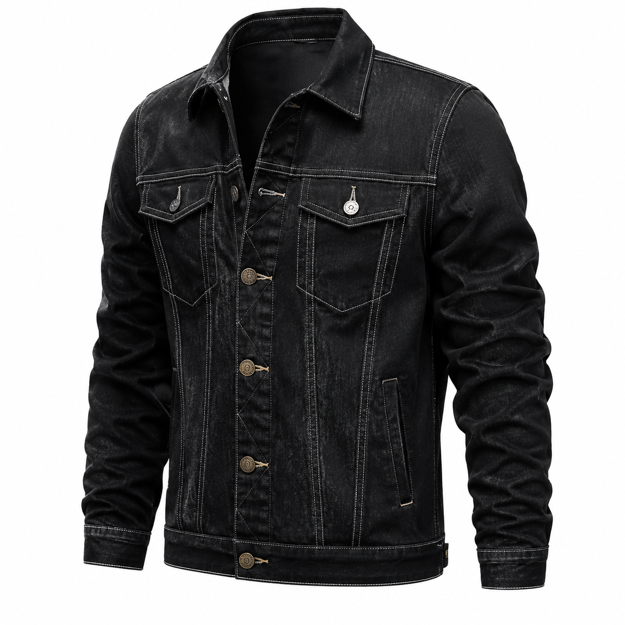 Spring Autumn Men Denim Jackets Casual Solid Color Lapel Single Breasted Jeans Jacket Men Slim Fit Cotton Outwear Jackets 5xl-M