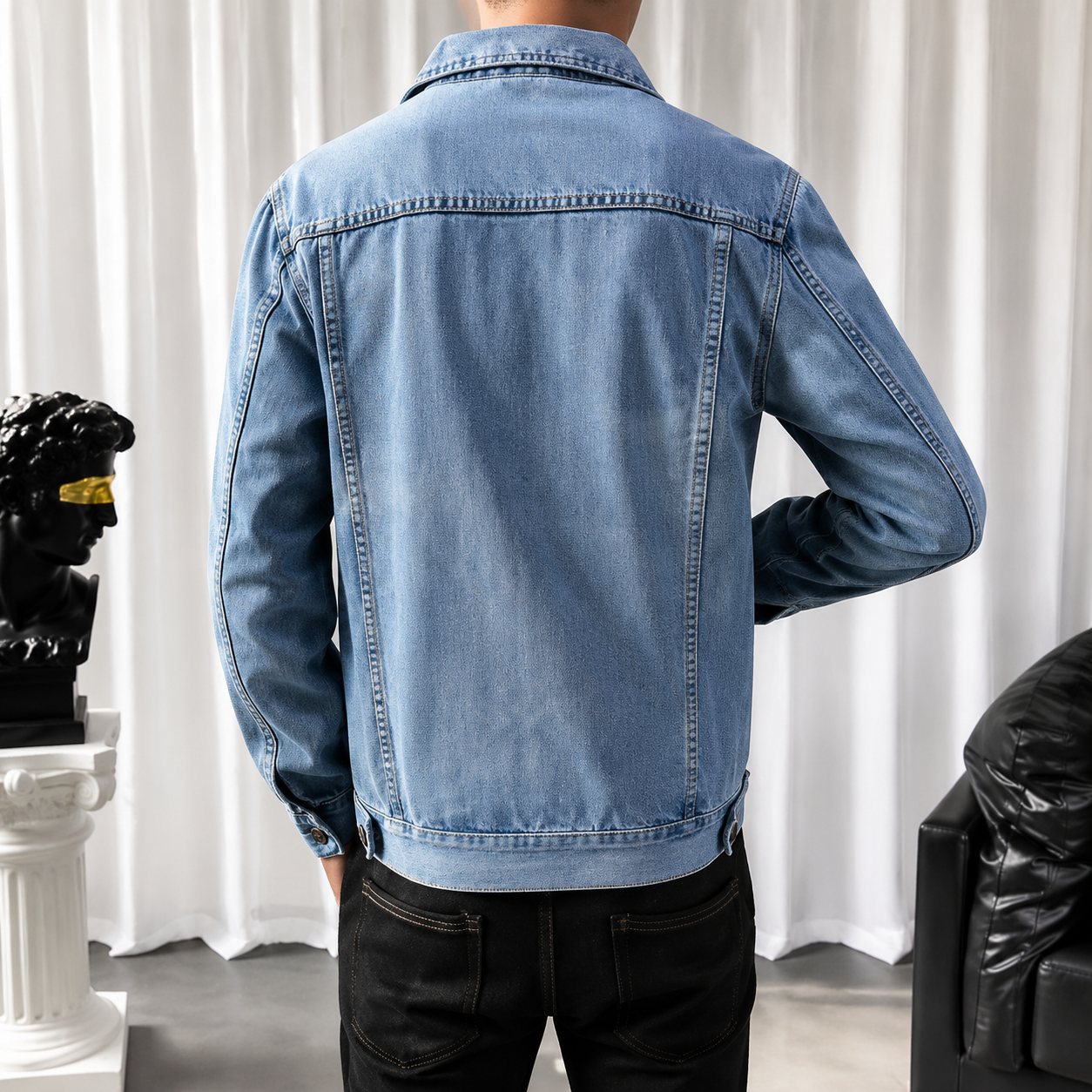 Spring Autumn Men Denim Jackets Casual Solid Color Lapel Single Breasted Jeans Jacket Men Slim Fit Cotton Outwear Jackets 5xl-M