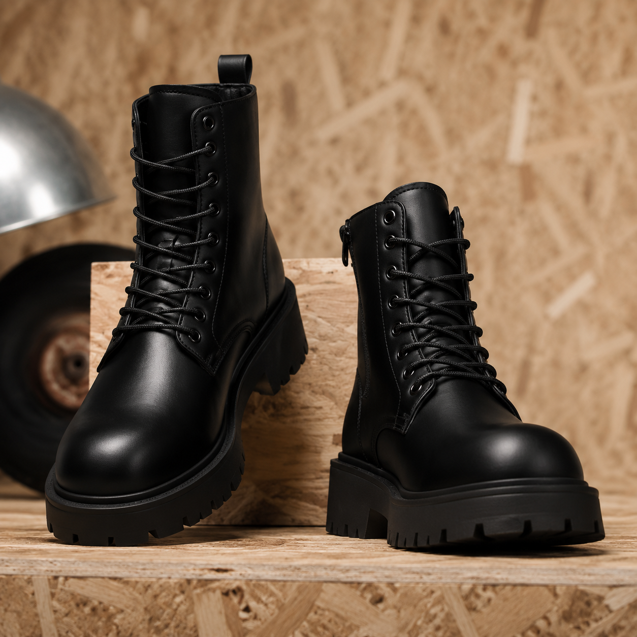 Couple's casual boots four season men's and women's high top leather boots fashion thick soled non slip plus size outdoor boots